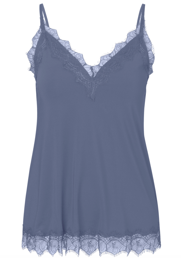 This feminine lace cami crafted from Rosemunde's signature super soft fabric, features a v neck, adjustable straps and a slightly relaxed shape. Available in other colours, these are perfect for layering as well as wearing with jeans day to night. 