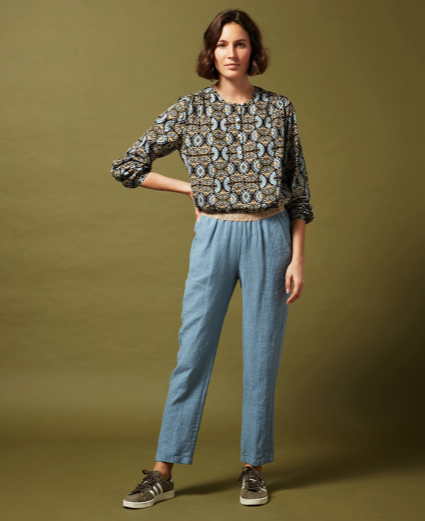 Navy blue linen pants - Pirouette, Women's Trouser