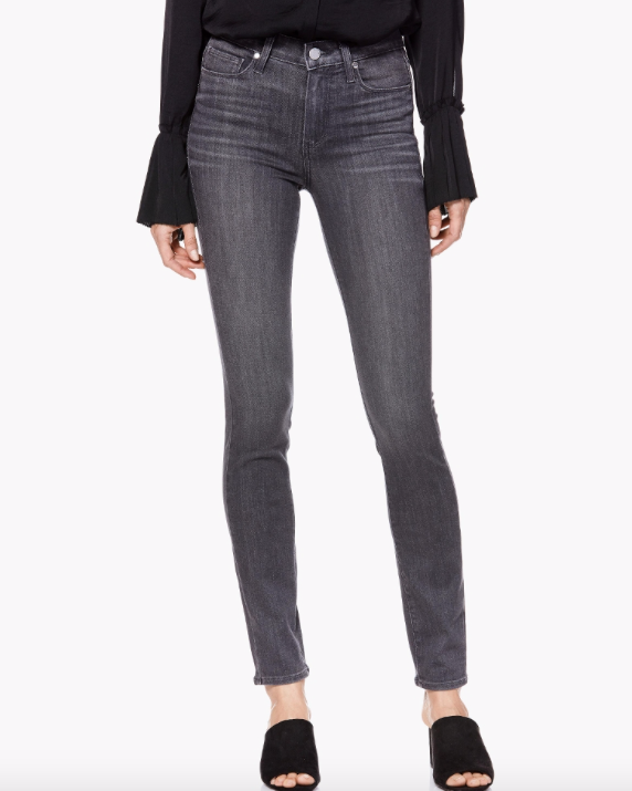 The perfect shade of grey jeans from Paige.  Crafted from their super soft transcend fabric these move with you and are everything you want in a jean.  They look great paired with a white tee and trainers for day and for an elegant evening look put on a black heel and black silky top and you are effortlessly dressed.