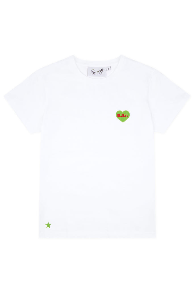 The Love Heart collection tees are quite simply quality super soft 100% cotton tees with a hand embroidered motif - shown here in the Believe style.  Who doesn't love a tee - we think you'll want them in each motif.  Perfect with your favourite denim or maxi skirt.