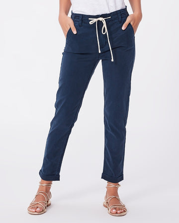 These chino-jogger style jeans from Paige bring effortless style this season. Featuring a soft white drawstring and in a perfect French navy these jeans are an easy sporty staple that look great with trainers or a luxe pair of chunky sandals.  You'll want them in every colour!