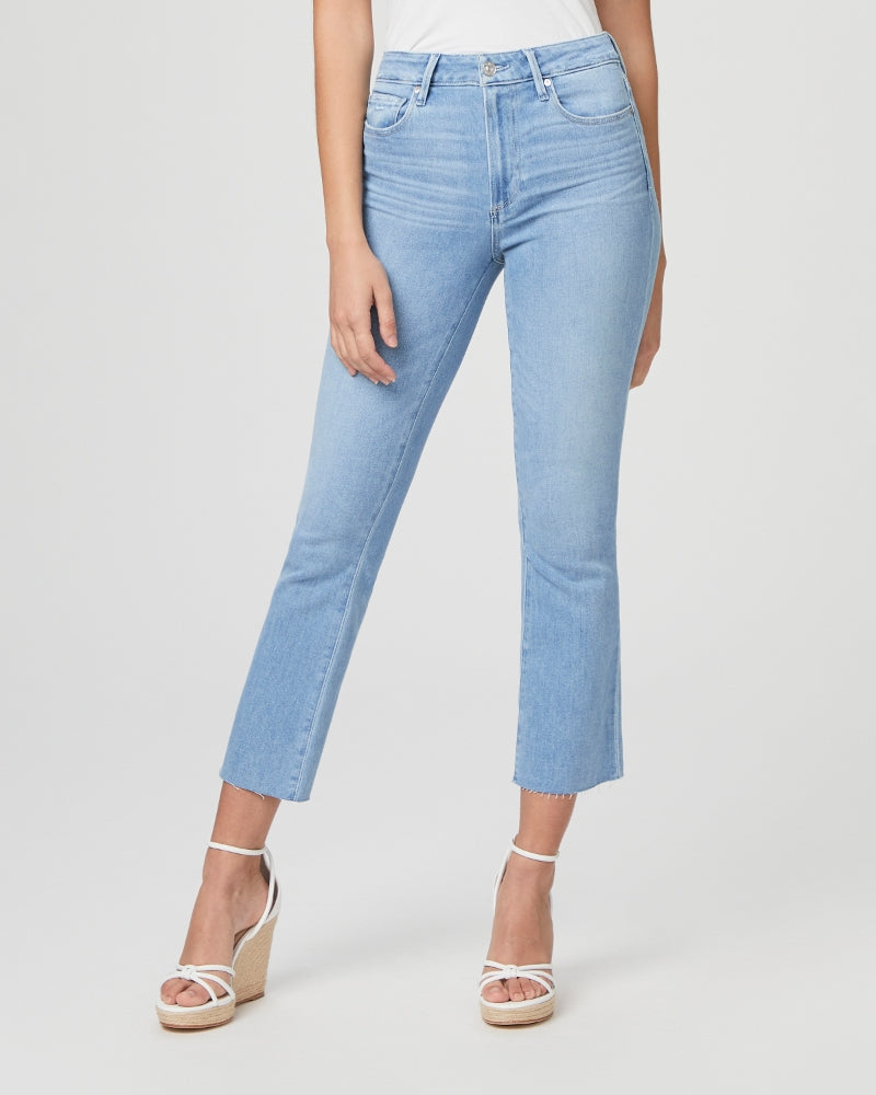 Say hello to your new favourite Spring/Summer denim.  The Collette Crop in a gorgeous light blue wash is a high rise cropped flare which is slim through the thigh with a sexy little kick flare at the ankle.  Crafted from Paige's incredibly comfy Transcend Vintage Denim has the look of authentic vintage denim but the recovery and stretch of a modern fabric.  Pair with a pretty blouse for an easy look.  Love them!