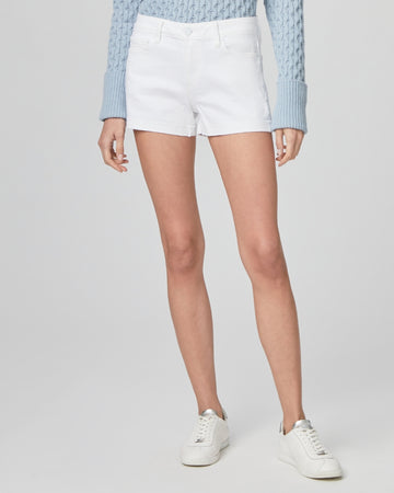 These mid-rise shorts from Paige are slightly relaxed with a raw cuffed hem. Crafted from a bright white denim, these shorts provide enough coverage and are super soft to touch. They also offer a bit of stretch for the most comfortable fit that can be worn all day, everyday.