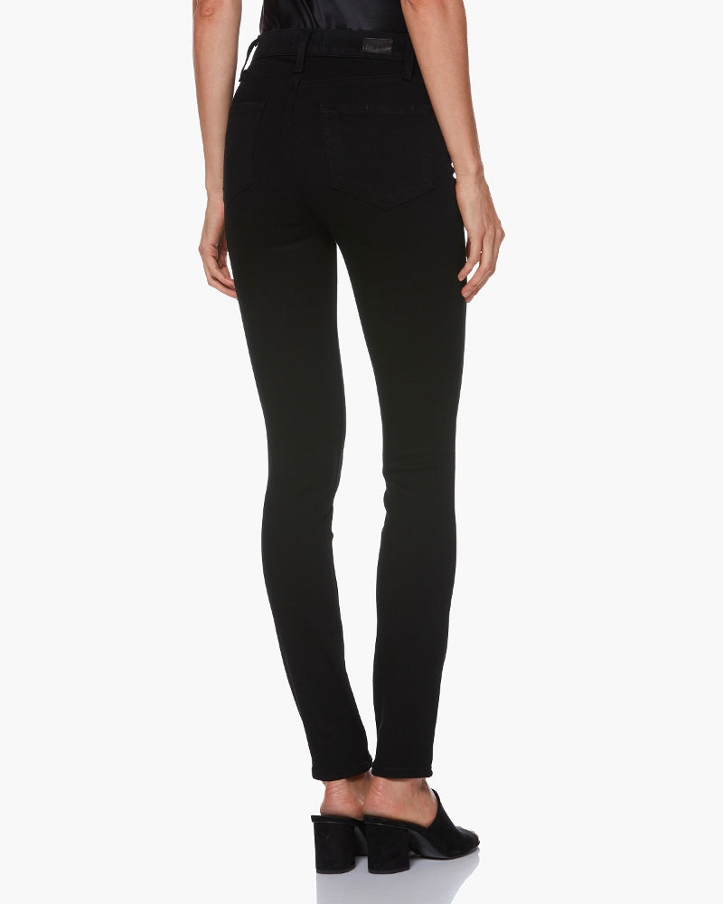 The Hoxton Ultra Skinny is Paige's, high rise ultra skinny style.  This style features rose gold hardware in a classic black.