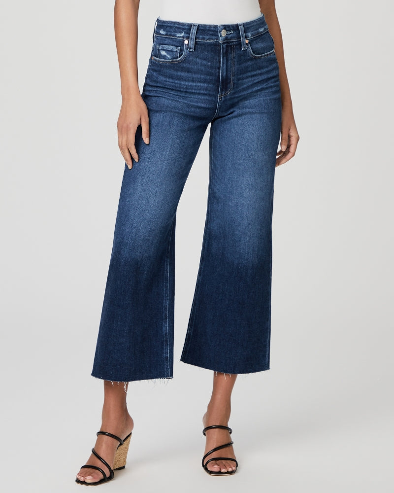 Say hello to your new favourite shaped jean - Anessa. This modern high waisted wide leg jean from Paige has an easy relaxed fit and the elongated silhouette gives an effortlessly chic look. Crafted from Paige's signature vintage denim these will feel perfectly lived in from the first wear. Pair with a neat tee or knit on top for a classic daytime look.