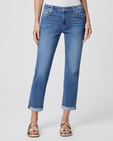 This mid-rise tailored boyfriend jean from Paige comes in a medium vintage-inspired wash and features distressed detailing and a rolled hem. These jeans are cut from Paige's TRANSCEND VINTAGE denim making them super comfortable with plenty of stretch and recovery. Pair with trainers for that everyday relaxed look.