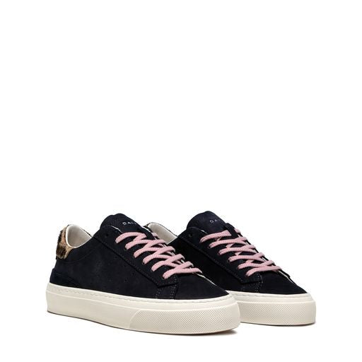 Can we ever have enough trainers!  This super cool and super comfortable style from D.A.T.E. will definitely elevate your collection.  In classic navy with pretty pink laces and a touch of animal print these look great paired with dresses or denim.  We think you'll love them!